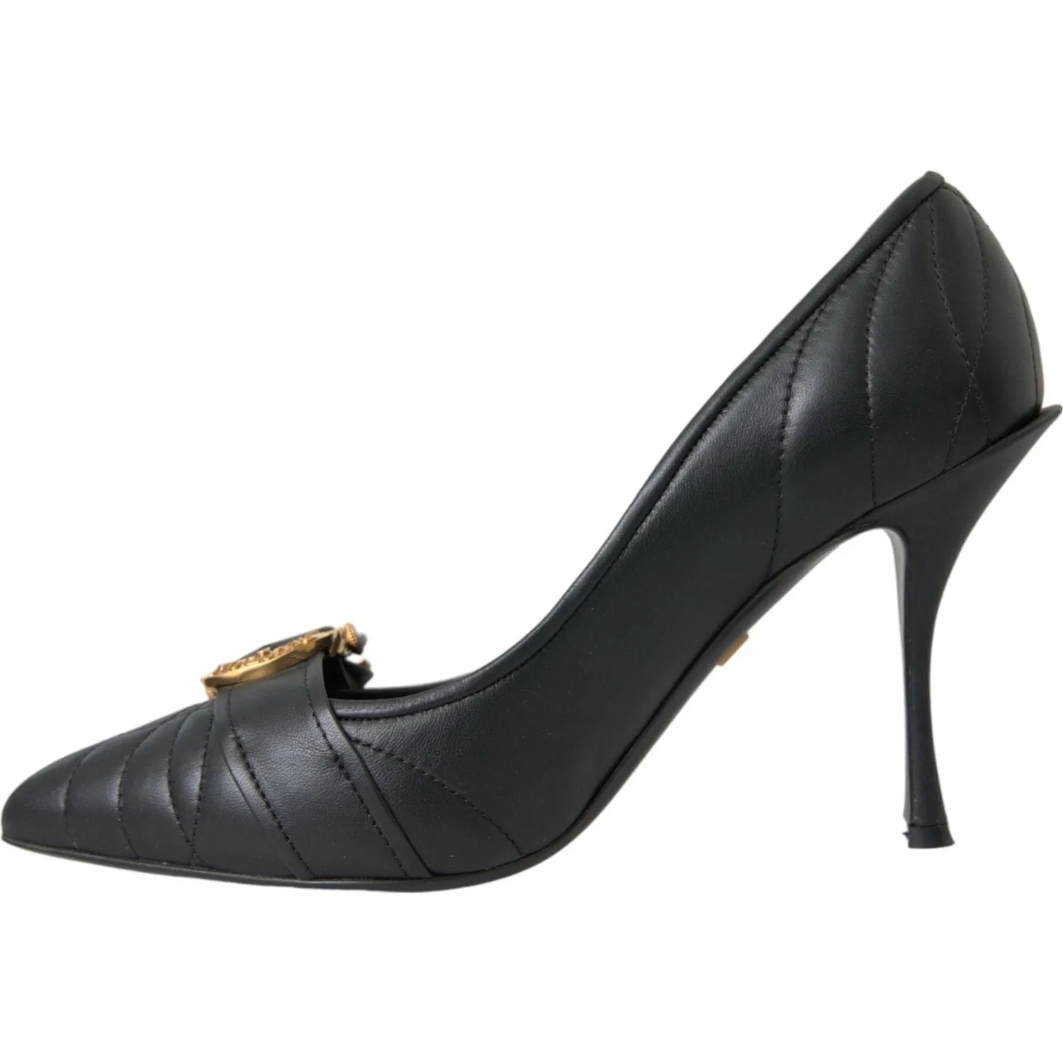 Dolce & Gabbana Black Devotion Leather Heels Pumps Shoes