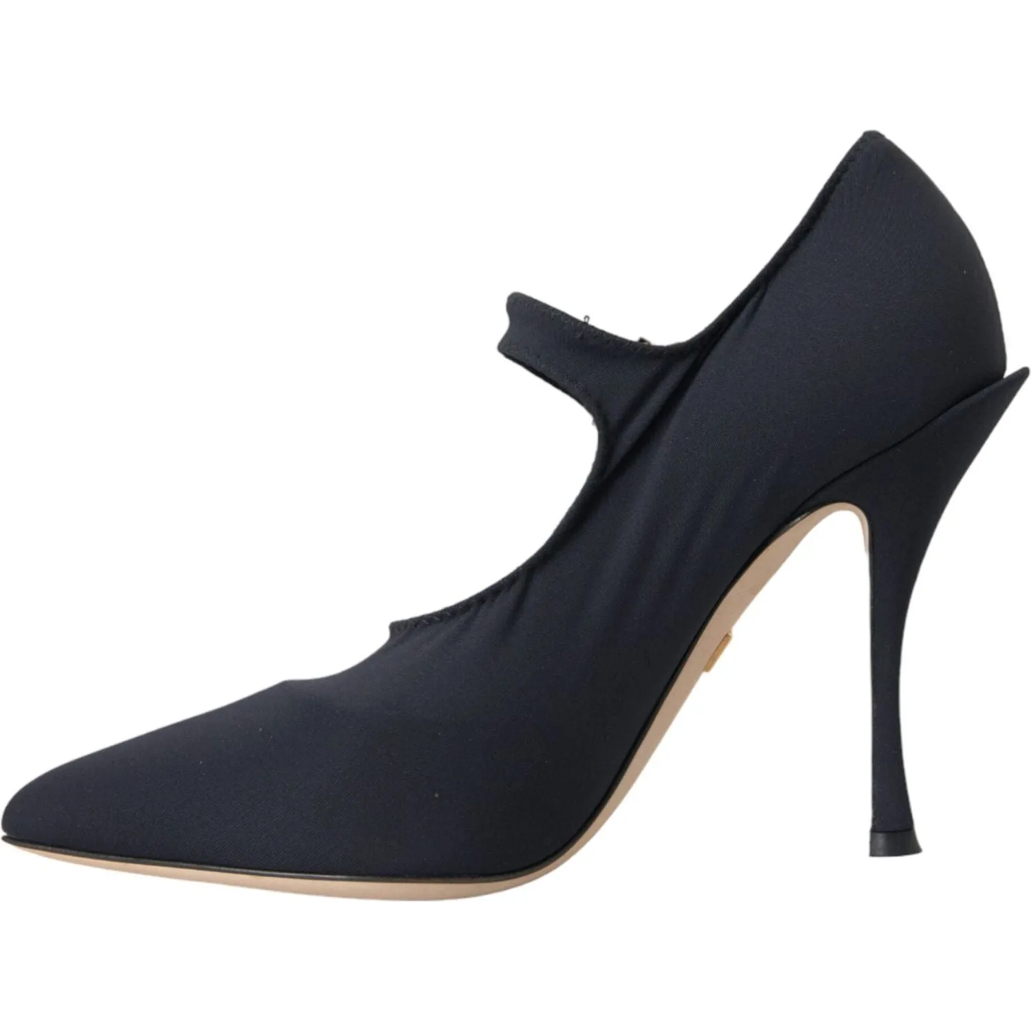 Dolce & Gabbana Black Mary Jane Jersey Crystal Pumps Shoes