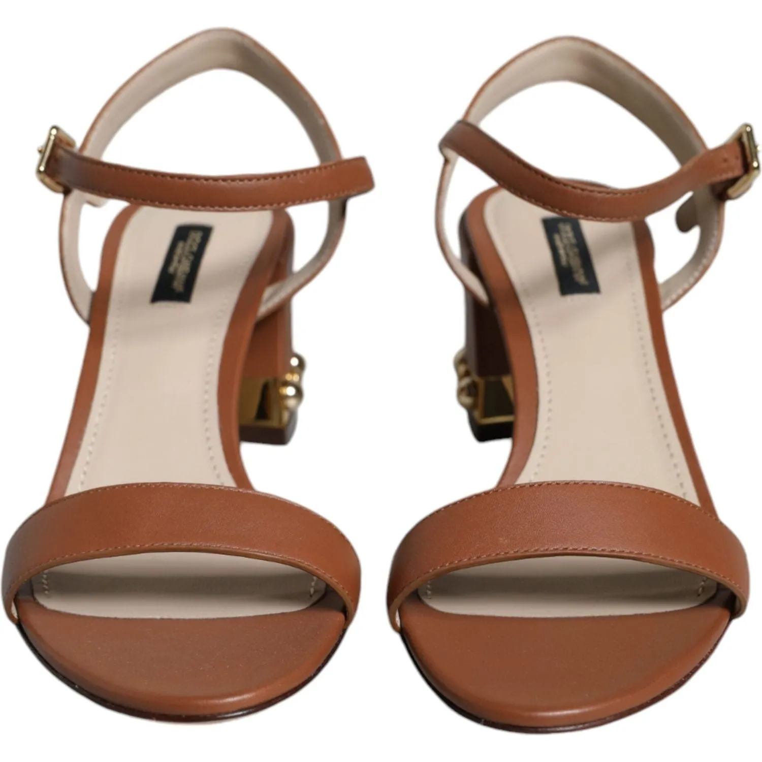 Dolce & Gabbana Brown Leather Ankle Strap Sandals Shoes