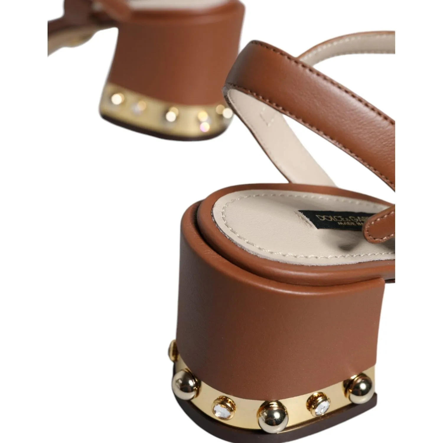 Dolce & Gabbana Brown Leather Ankle Strap Sandals Shoes