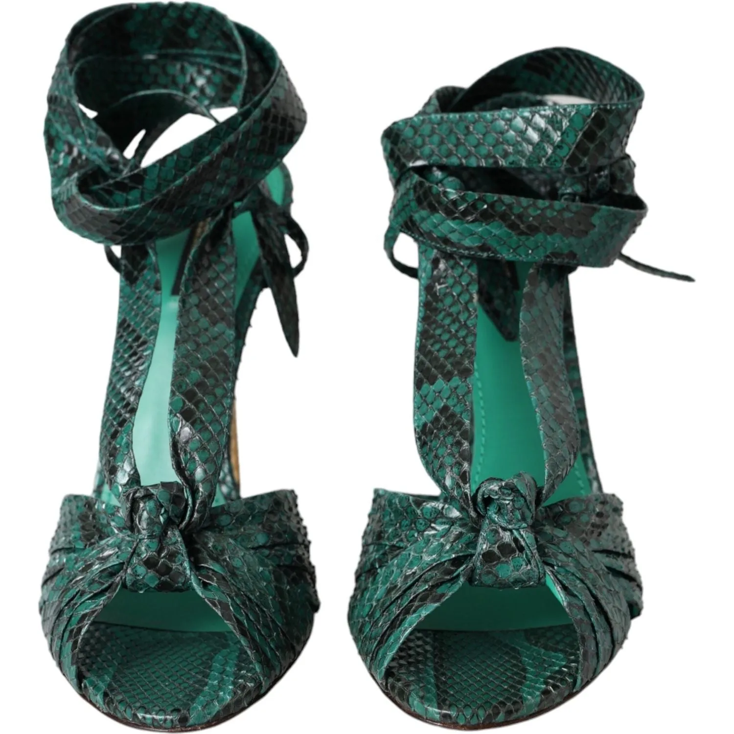 Dolce & Gabbana Green Exotic Leather Heels Sandals Shoes