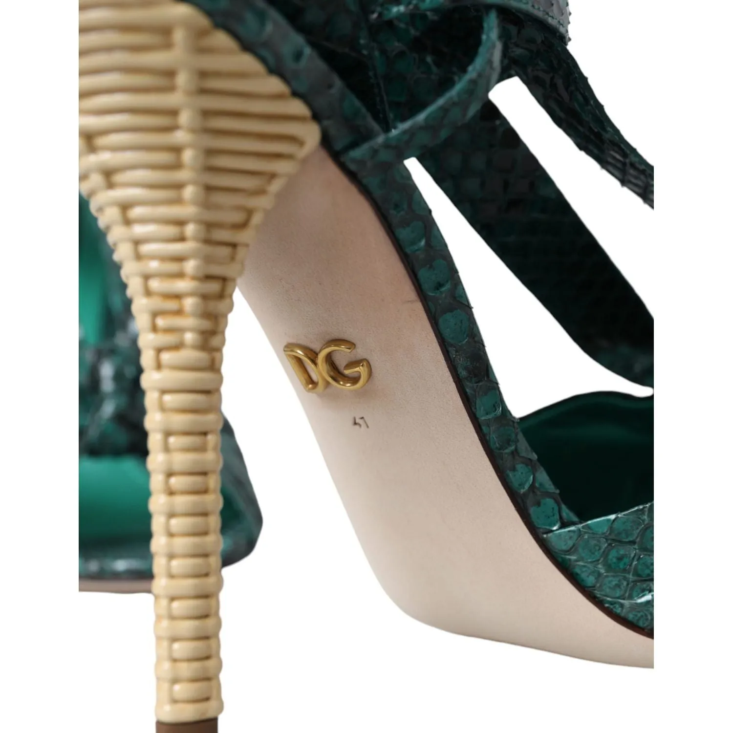 Dolce & Gabbana Green Exotic Leather Heels Sandals Shoes