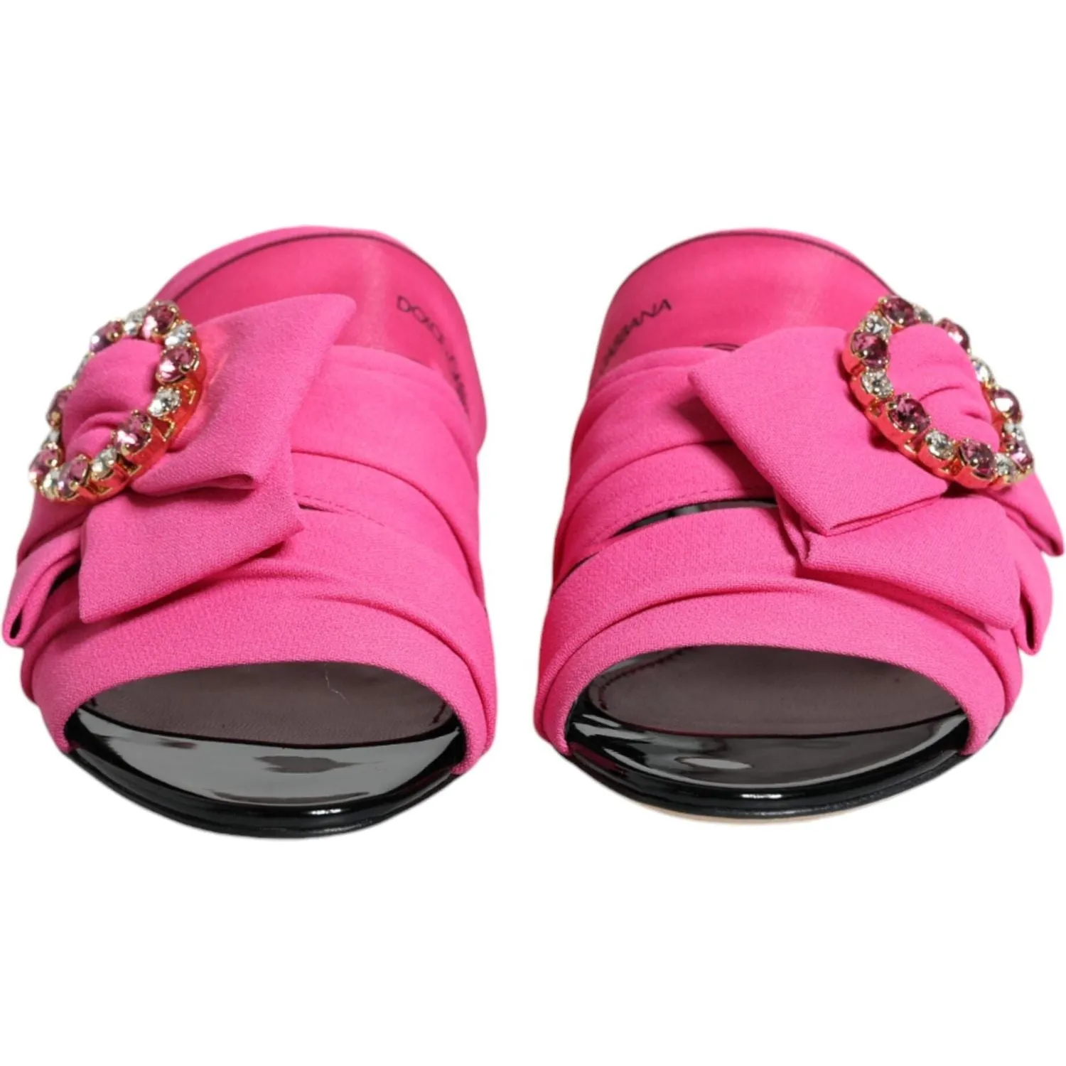 Dolce & Gabbana Pink Black Crystal Slides Sandals Shoes