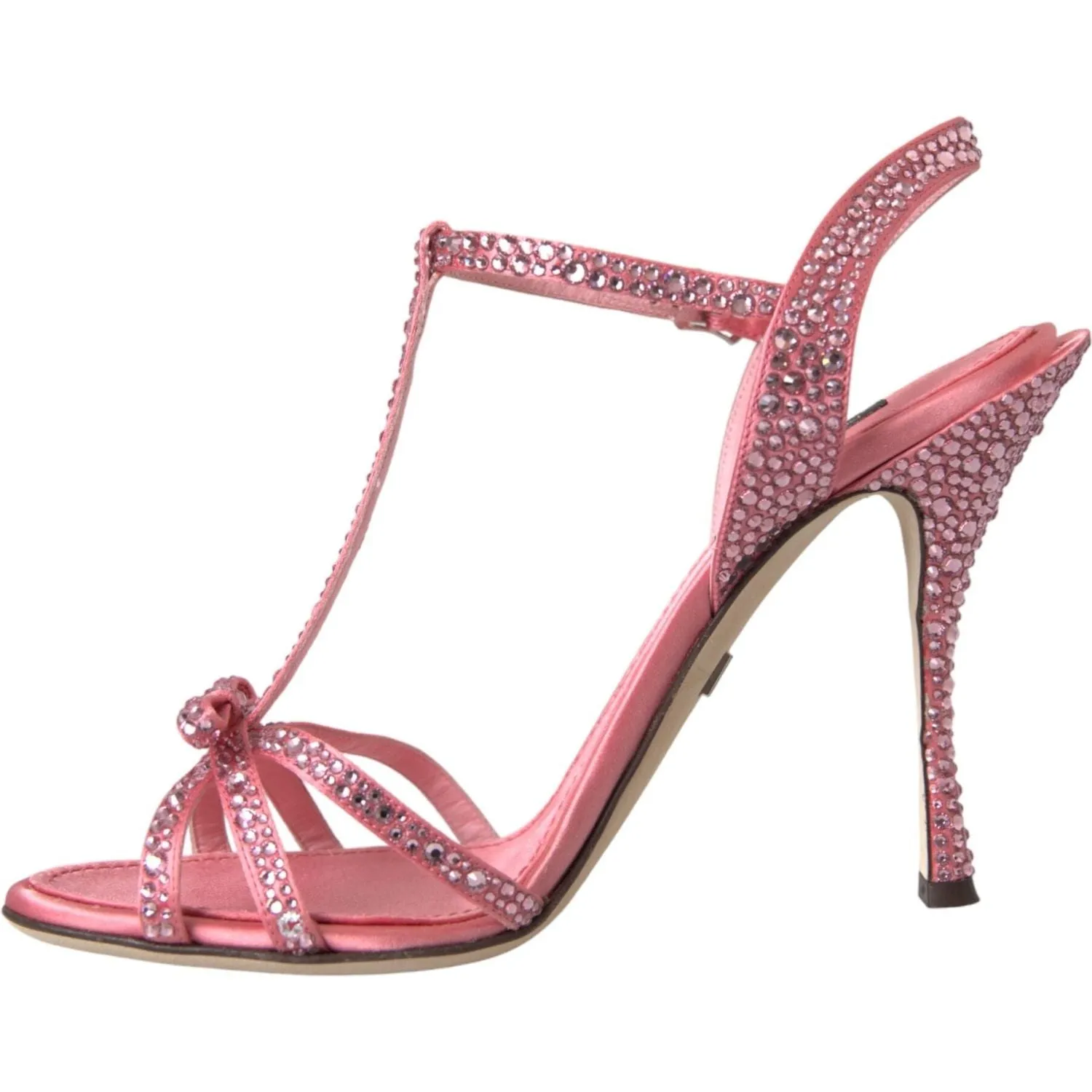 Dolce & Gabbana Pink Strass Ankle Strap Heels Sandals Shoes