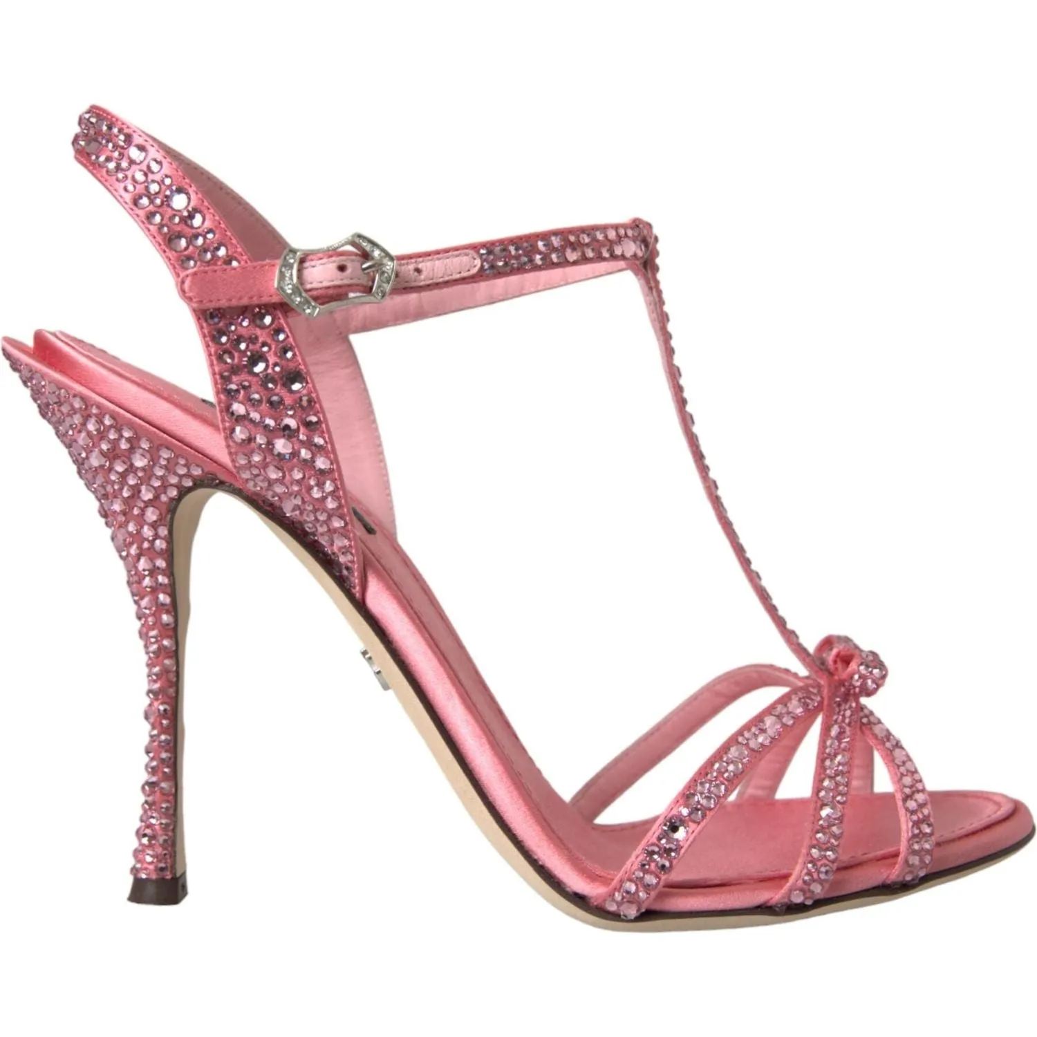 Dolce & Gabbana Pink Strass Ankle Strap Heels Sandals Shoes