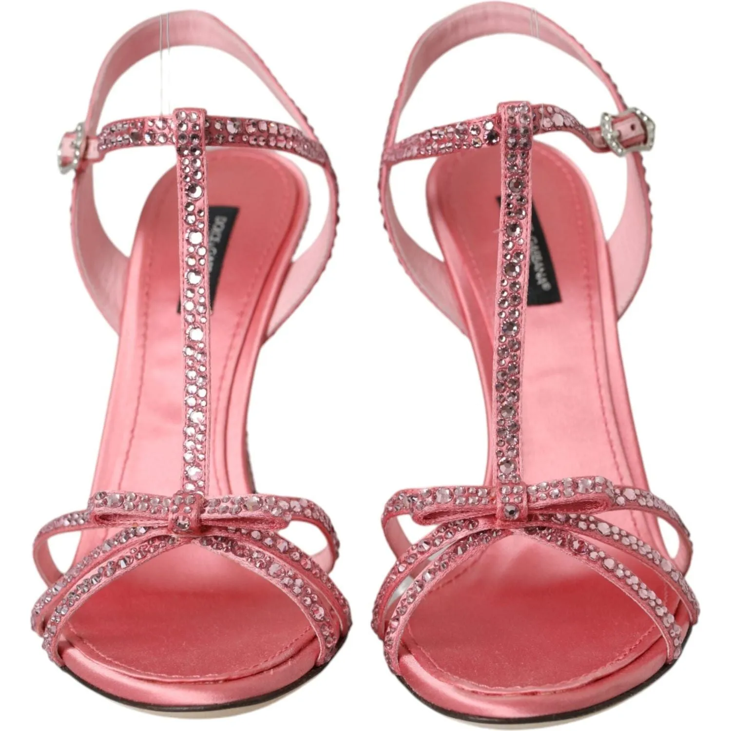 Dolce & Gabbana Pink Strass Ankle Strap Heels Sandals Shoes