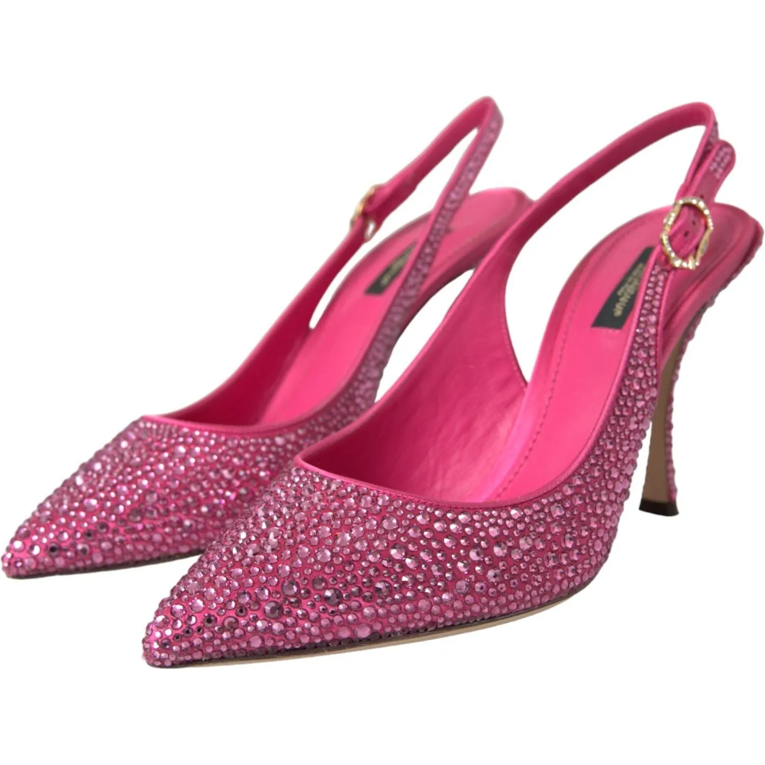 Dolce & Gabbana Pink Strass Crystal Heels Slingbacks Shoes