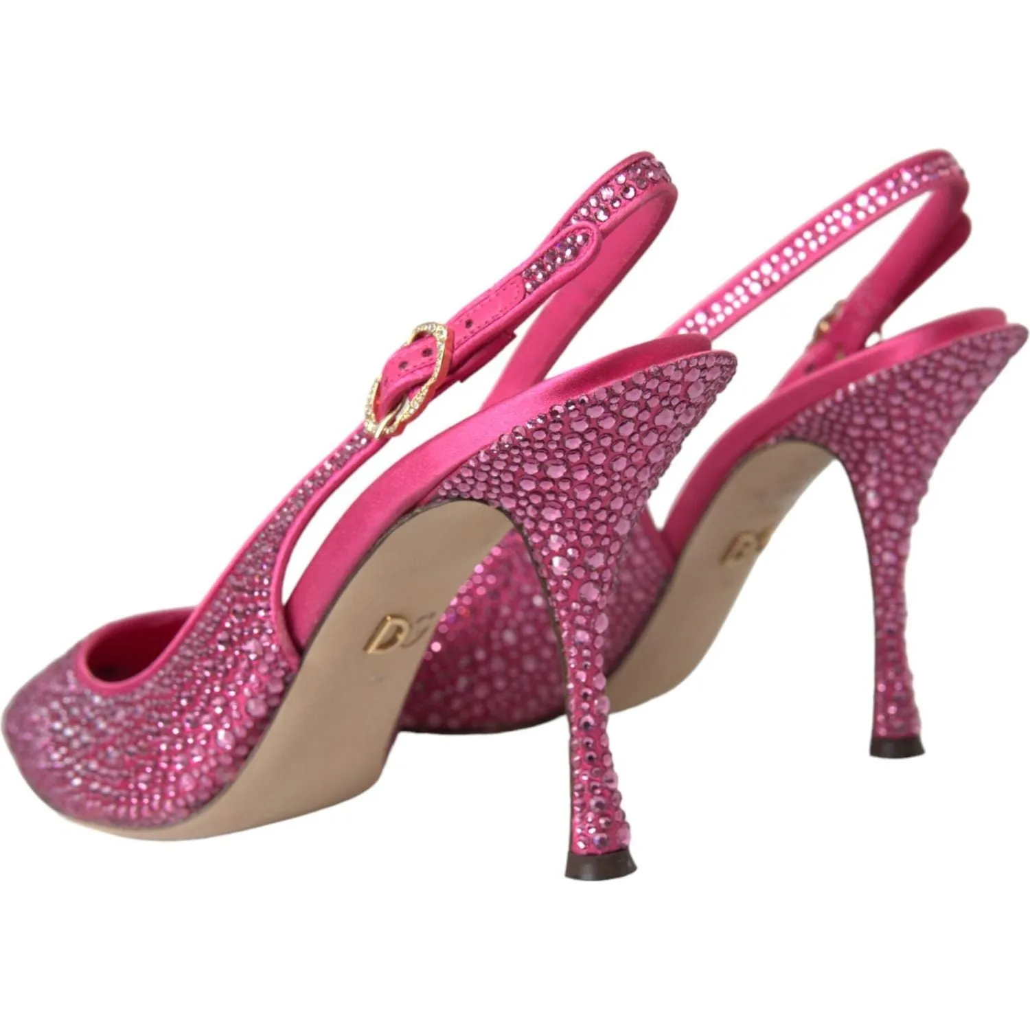 Dolce & Gabbana Pink Strass Crystal Heels Slingbacks Shoes