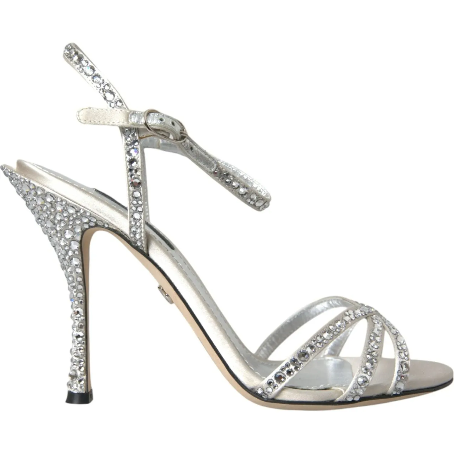 Dolce & Gabbana Silver Viscose Crystal Heels Sandals Shoes