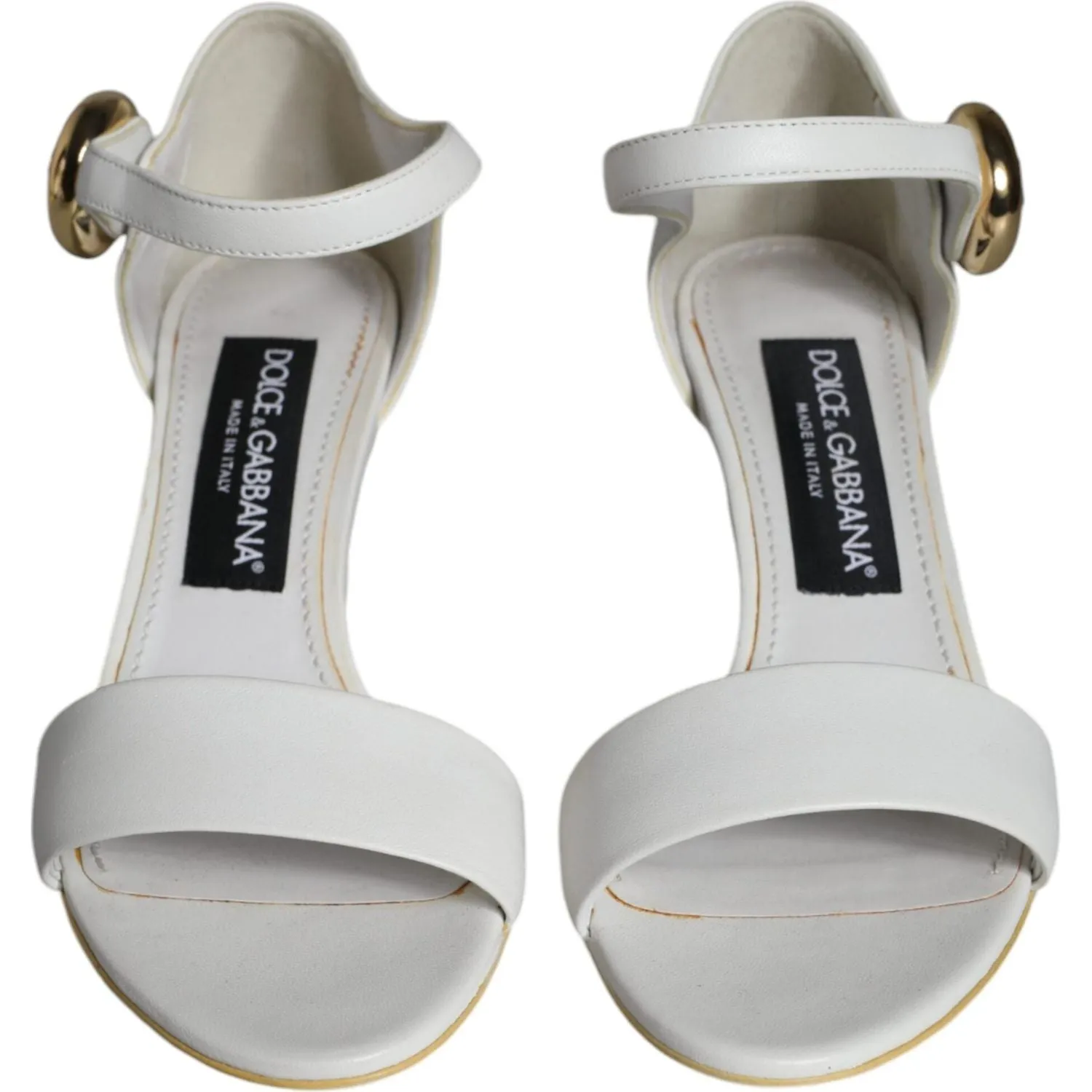 Dolce & Gabbana White Leather Heels Keira Sandals Shoes