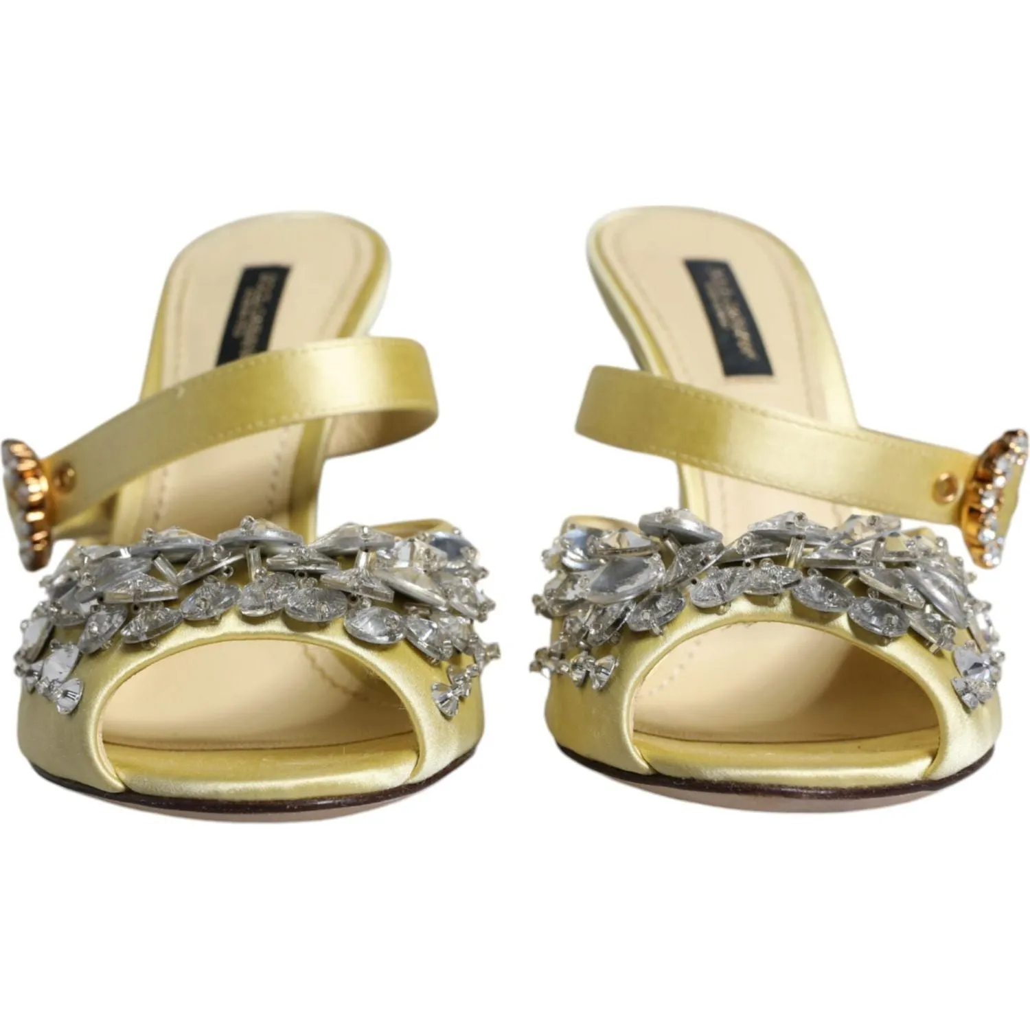 Dolce & Gabbana Yellow Crystal Slides Heels Sandals Shoes