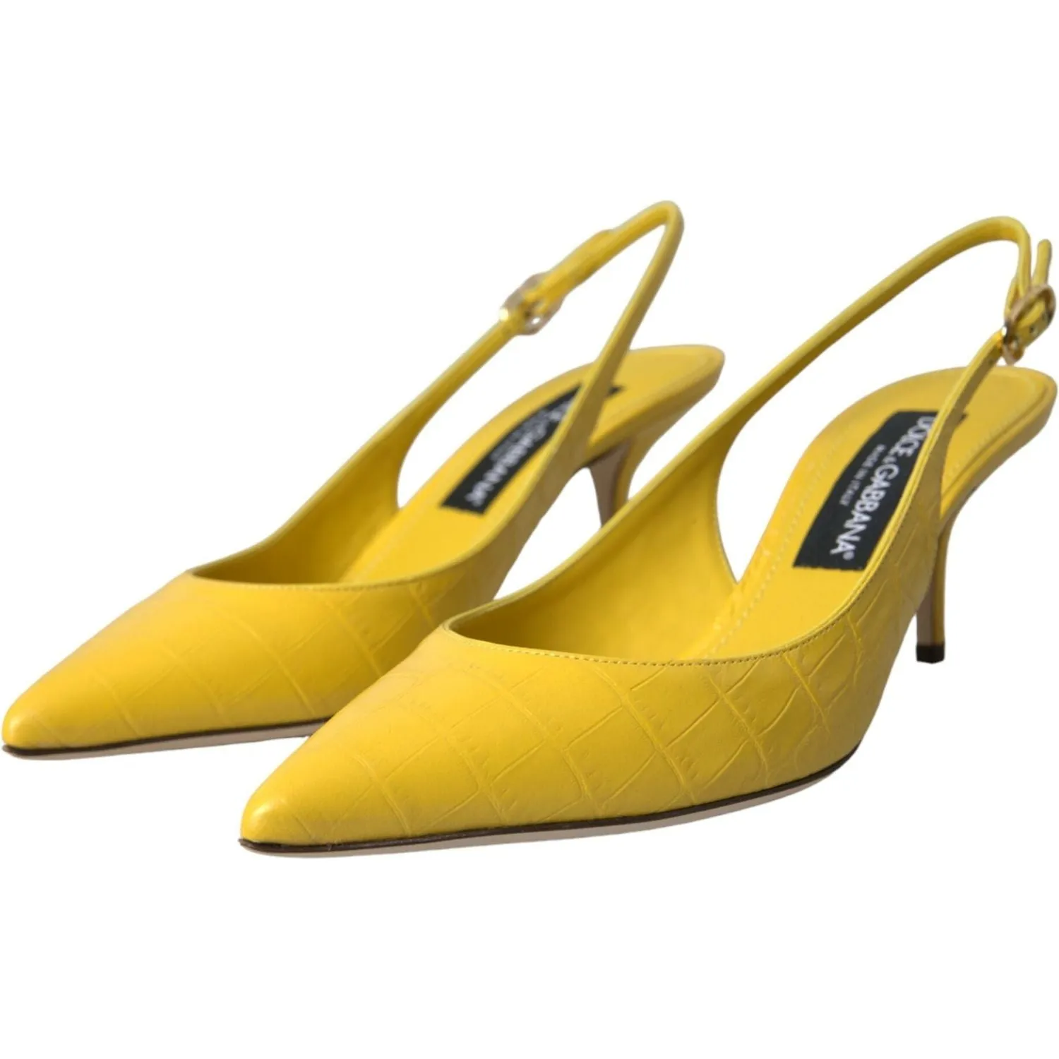 Dolce & Gabbana Yellow Leather Slingbacks Heels Shoes