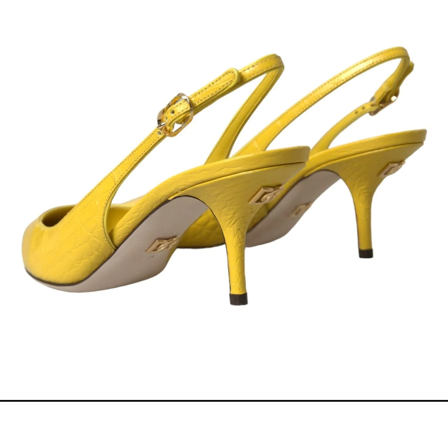 Dolce & Gabbana Yellow Leather Slingbacks Heels Shoes