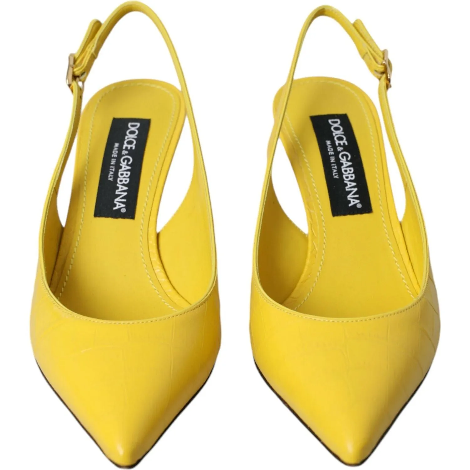 Dolce & Gabbana Yellow Leather Slingbacks Heels Shoes