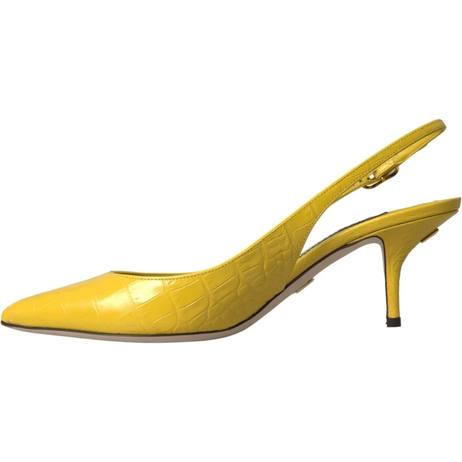 Dolce & Gabbana Yellow Leather Slingbacks Heels Shoes