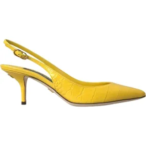 Dolce & Gabbana Yellow Leather Slingbacks Heels Shoes