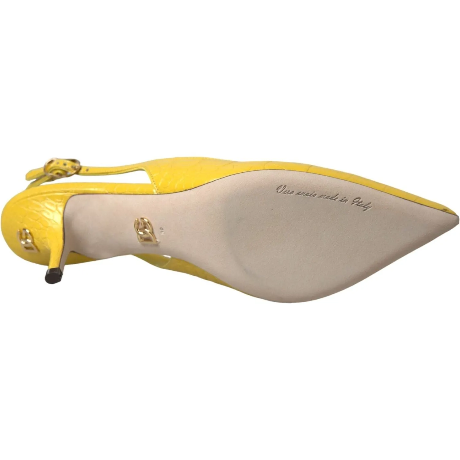 Dolce & Gabbana Yellow Leather Slingbacks Heels Shoes