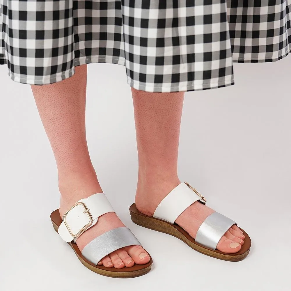 Doti Silver/ White Slides