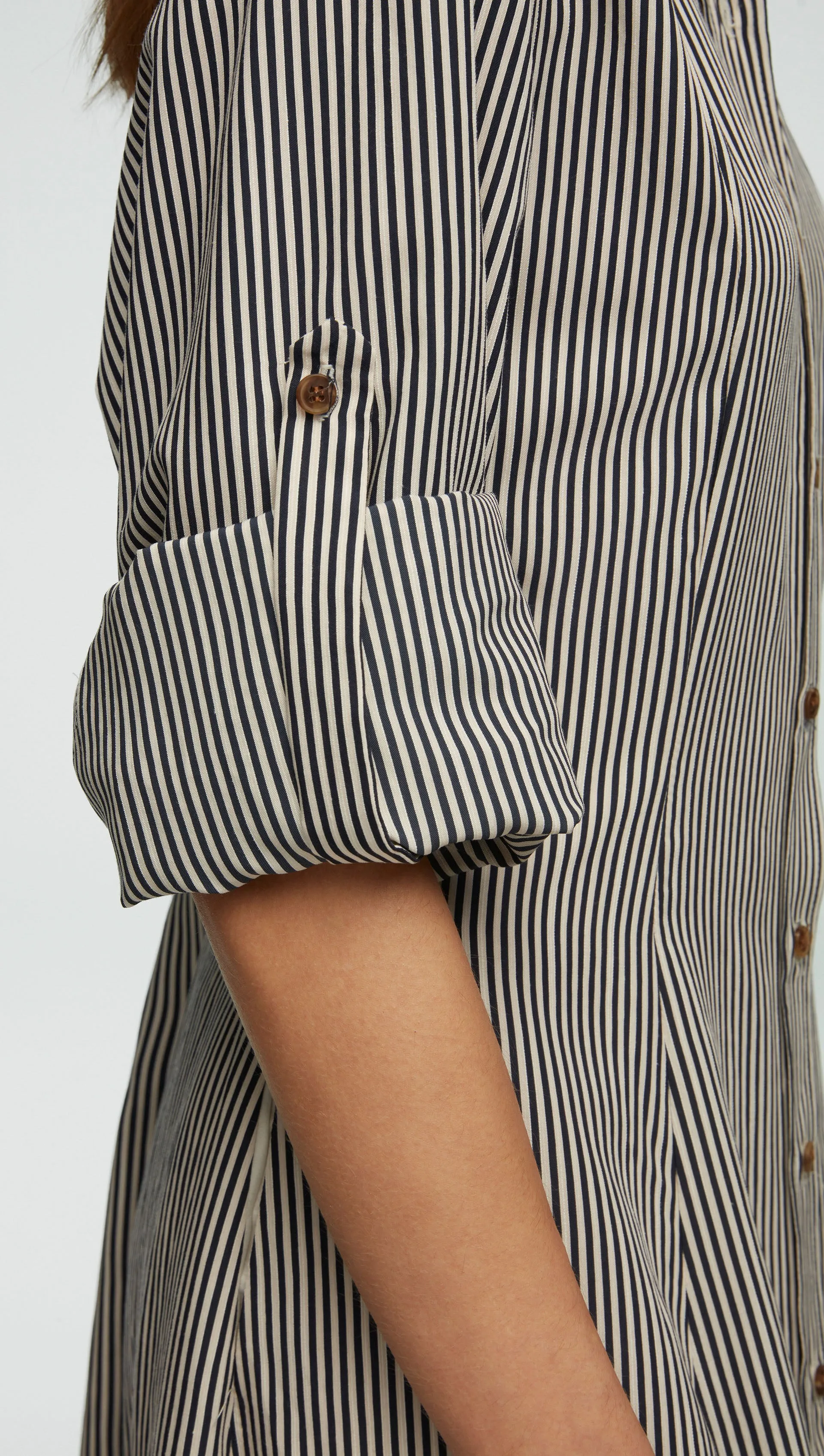 Easy Shirt Dress in Yarn-Dyed Viscose | Navy Stripe