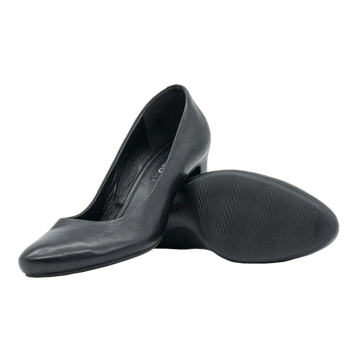 Ecco Almond Toe High-Heel Shoes Leather Black Colour For Women