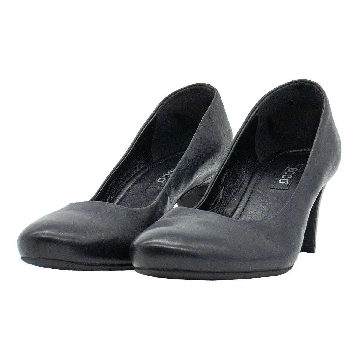 Ecco Almond Toe High-Heel Shoes Leather Black Colour For Women