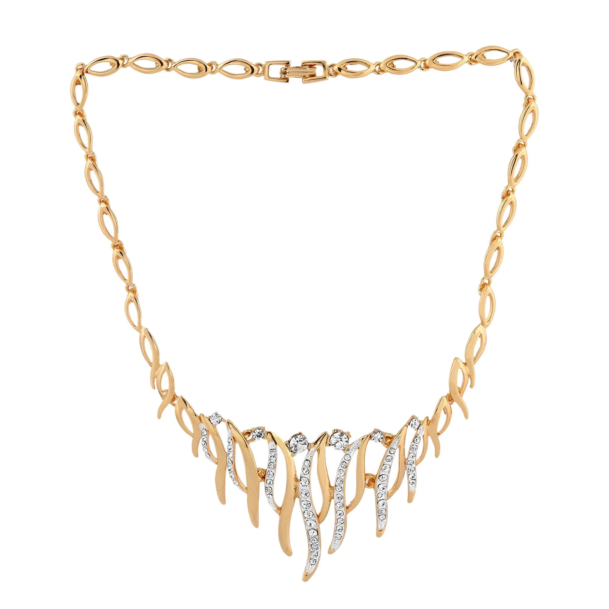 Estele - Modern Gold and Silver Plated Flaming passion Necklace Set