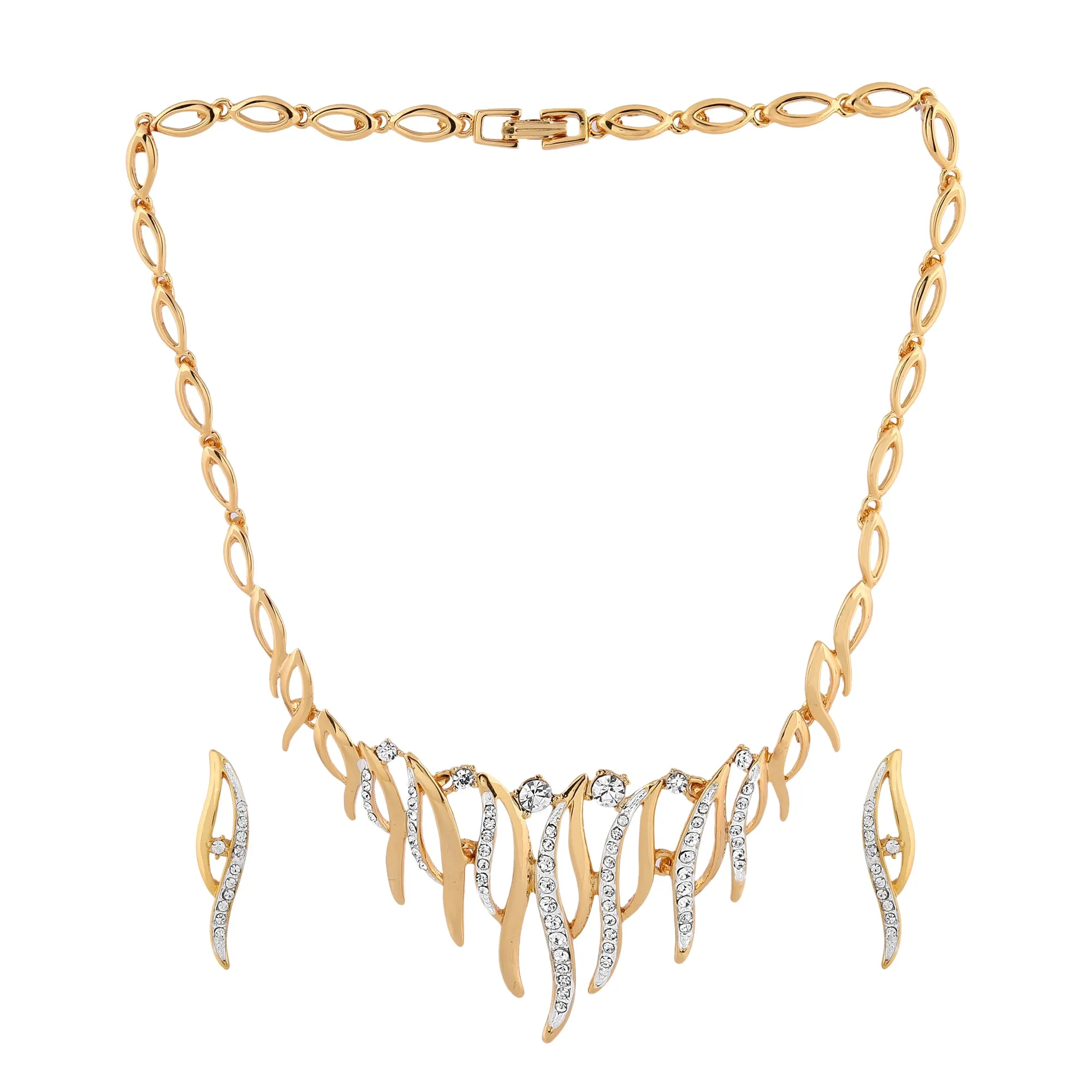 Estele - Modern Gold and Silver Plated Flaming passion Necklace Set