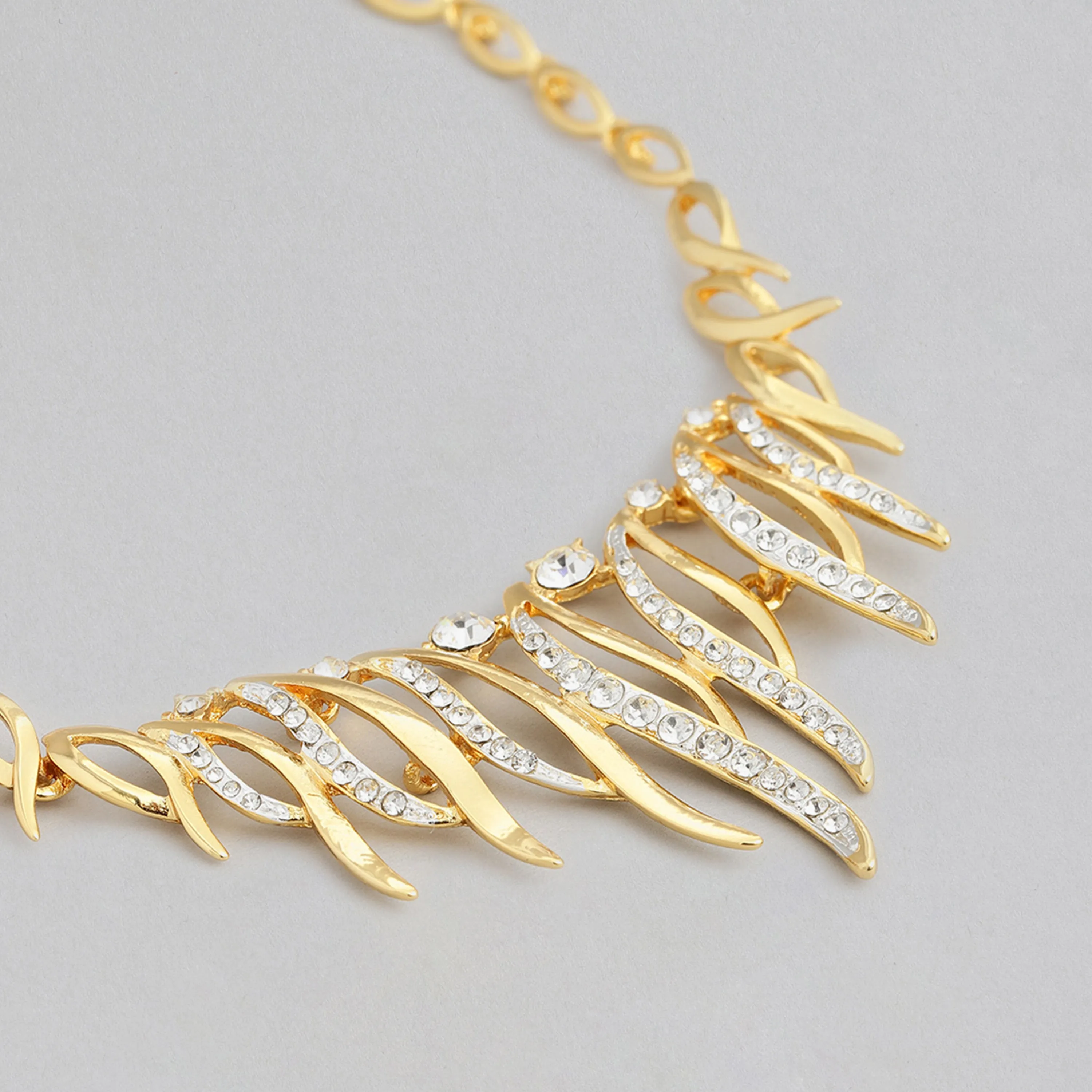 Estele - Modern Gold and Silver Plated Flaming passion Necklace Set