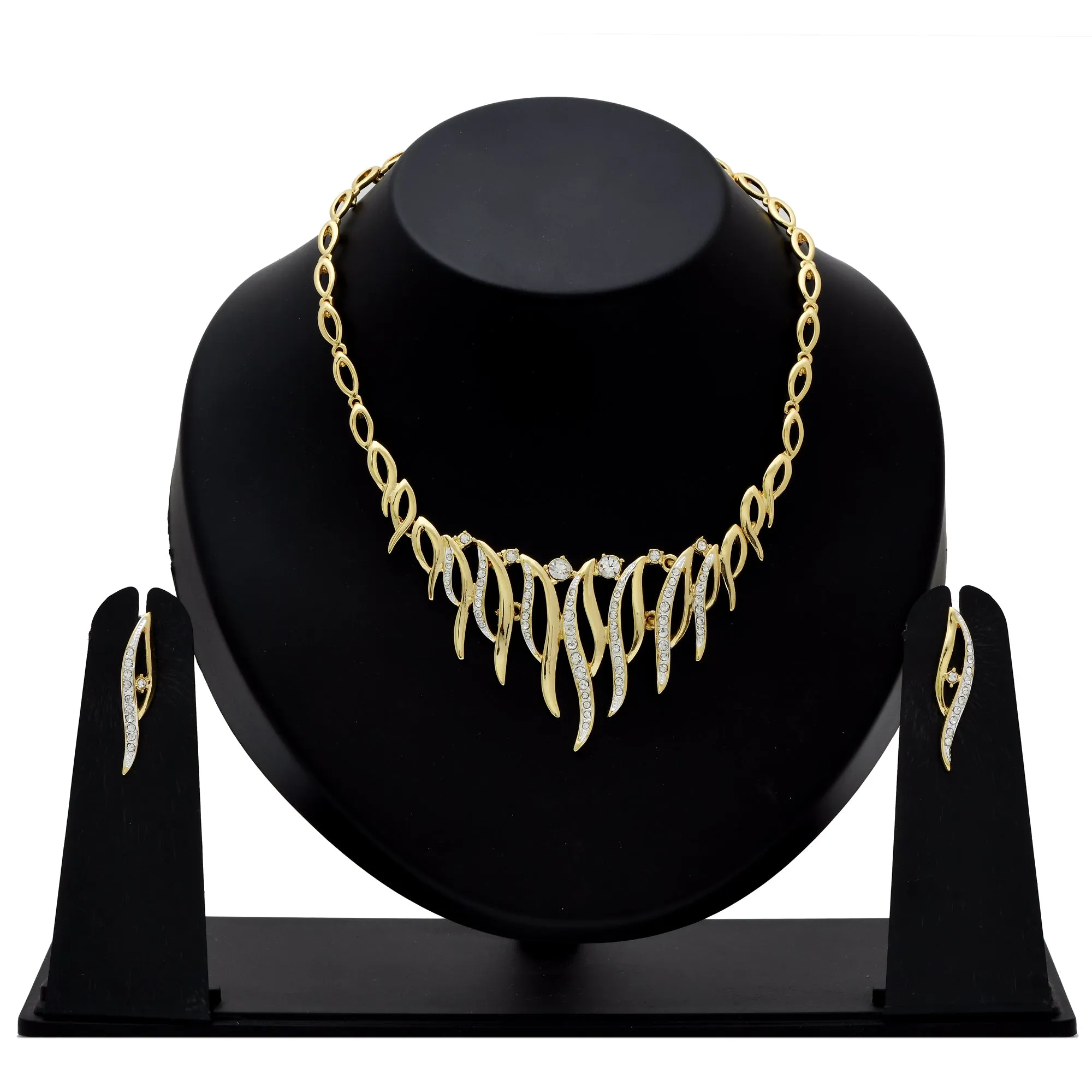 Estele - Modern Gold and Silver Plated Flaming passion Necklace Set