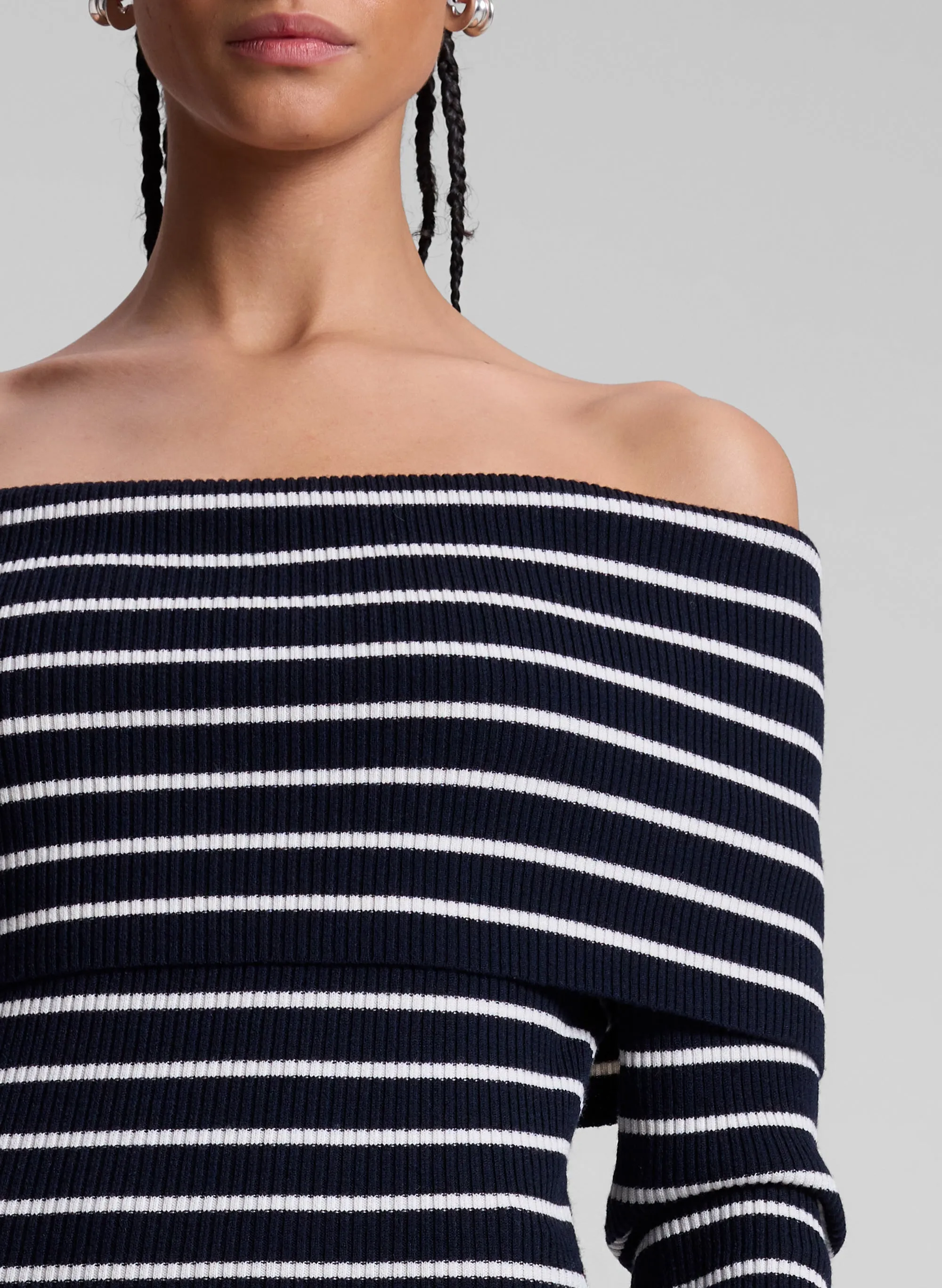 Evelyn Merino Off Shoulder Midi Dress