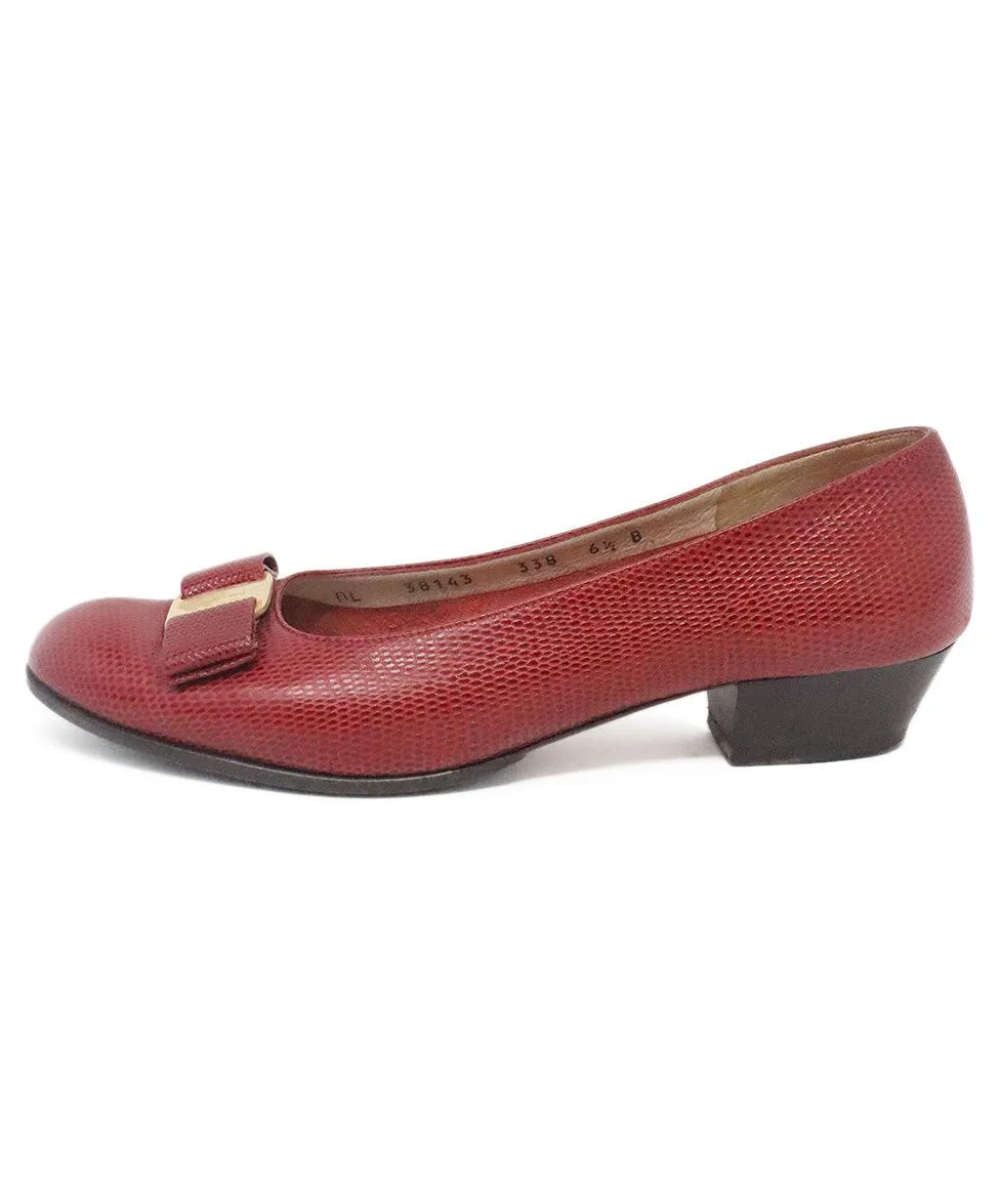 Ferragamo Red Pressed Leather Heels sz 6.5