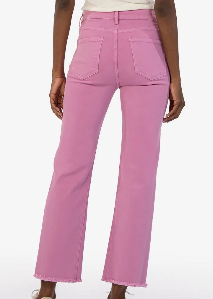 FINAL SALE - KUT Kelsey High Rise Bright Lavender Fab Ab Ankle Flare Jeans