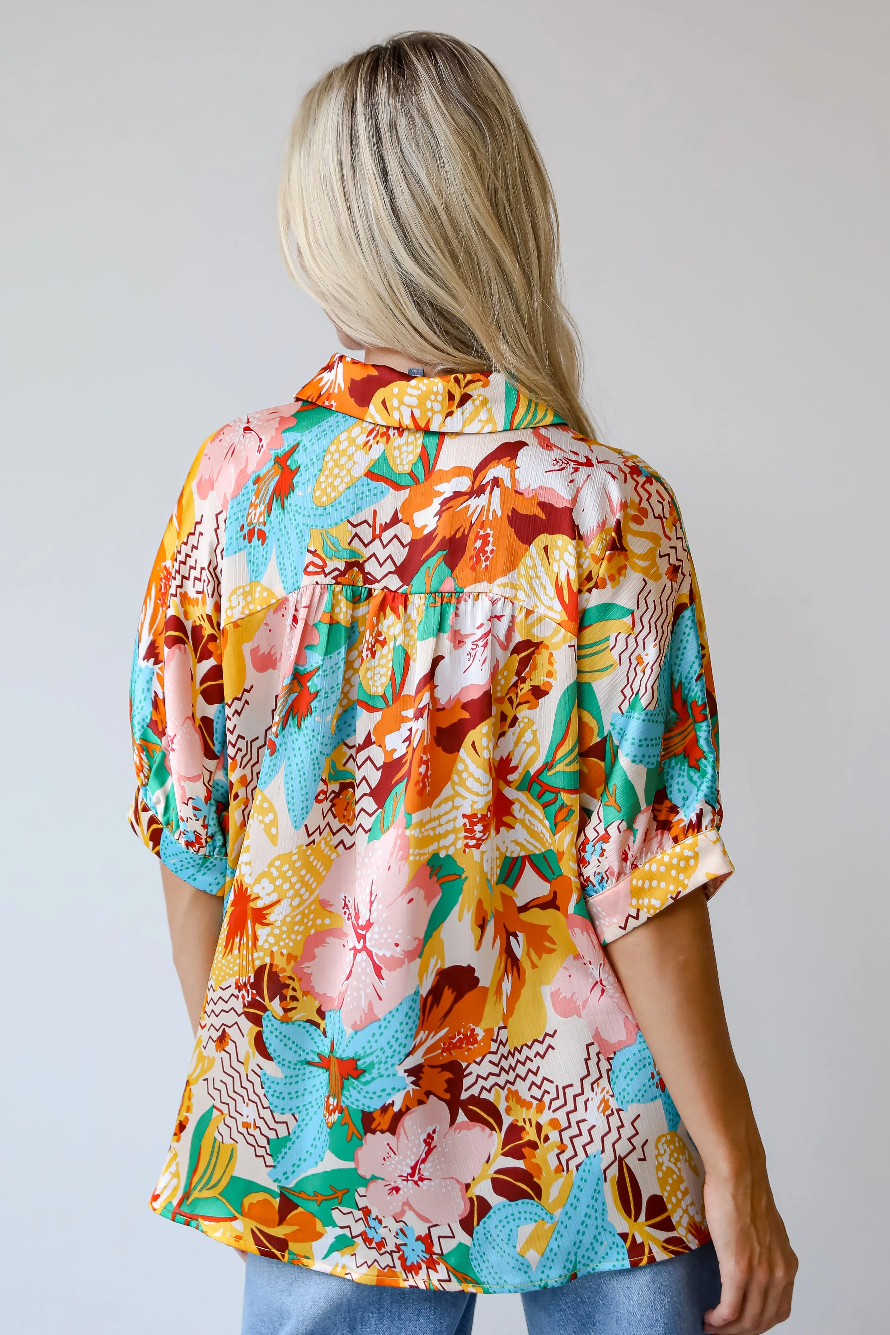 FINAL SALE - Radiantly Adorable Ivory Floral Blouse