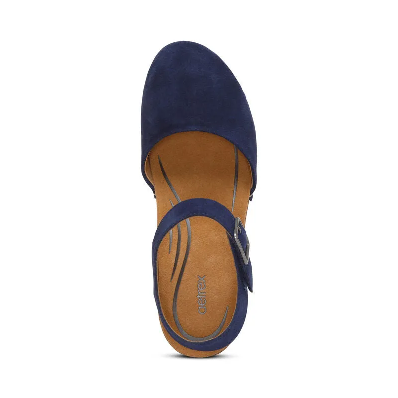 Finley Quarter Strap Cork Heel in Navy