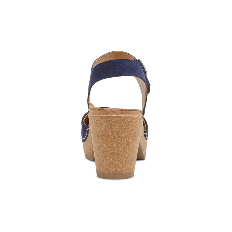 Finley Quarter Strap Cork Heel in Navy