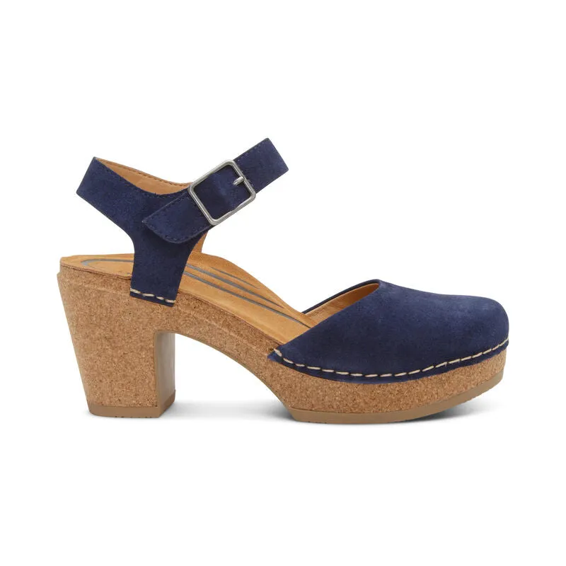 Finley Quarter Strap Cork Heel in Navy