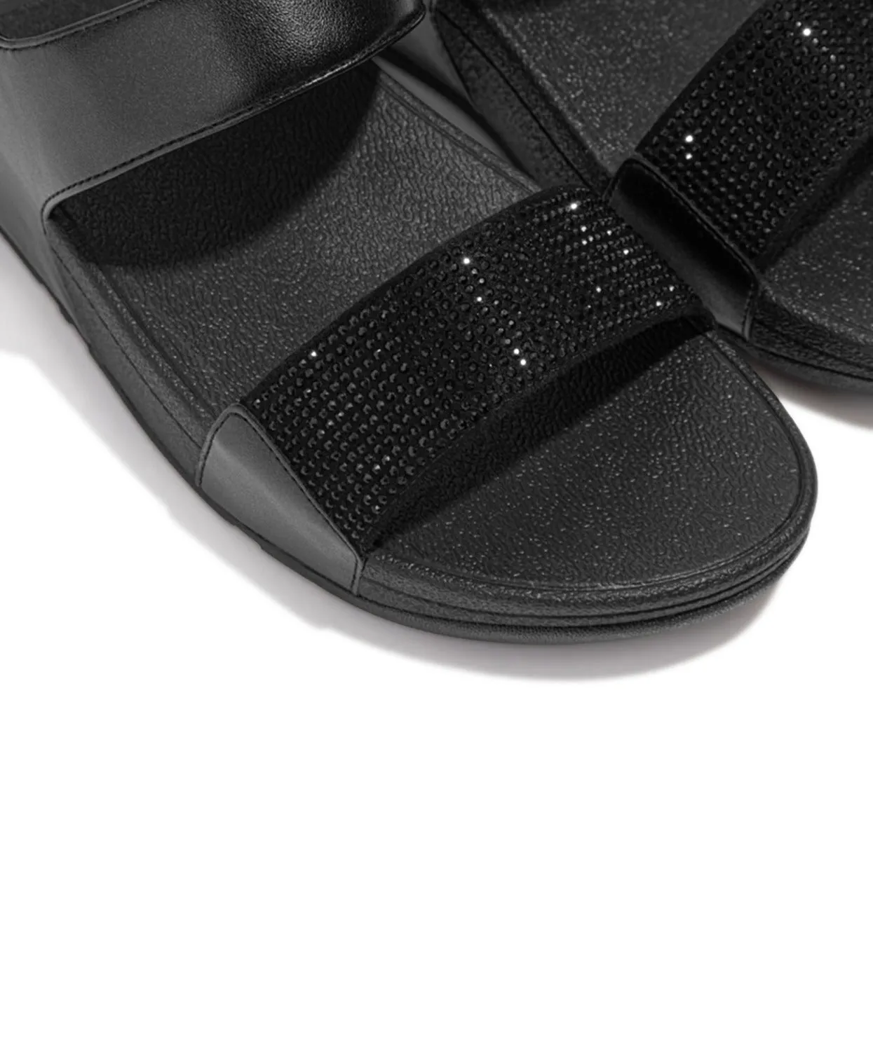 FitFlop Lulu Crystal Embellished Back-Strap Sandals Black