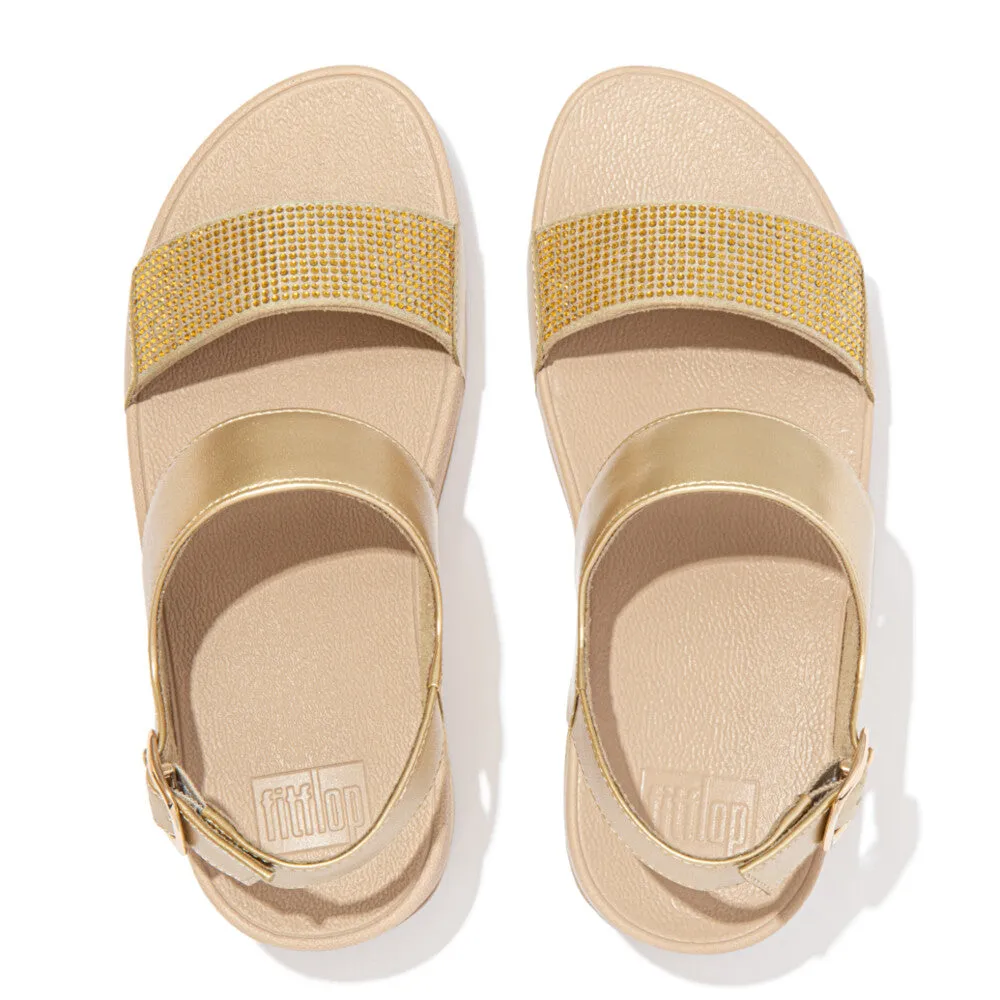 FitFlop Lulu Crystal Embellished Back-Strap Sandals Gold