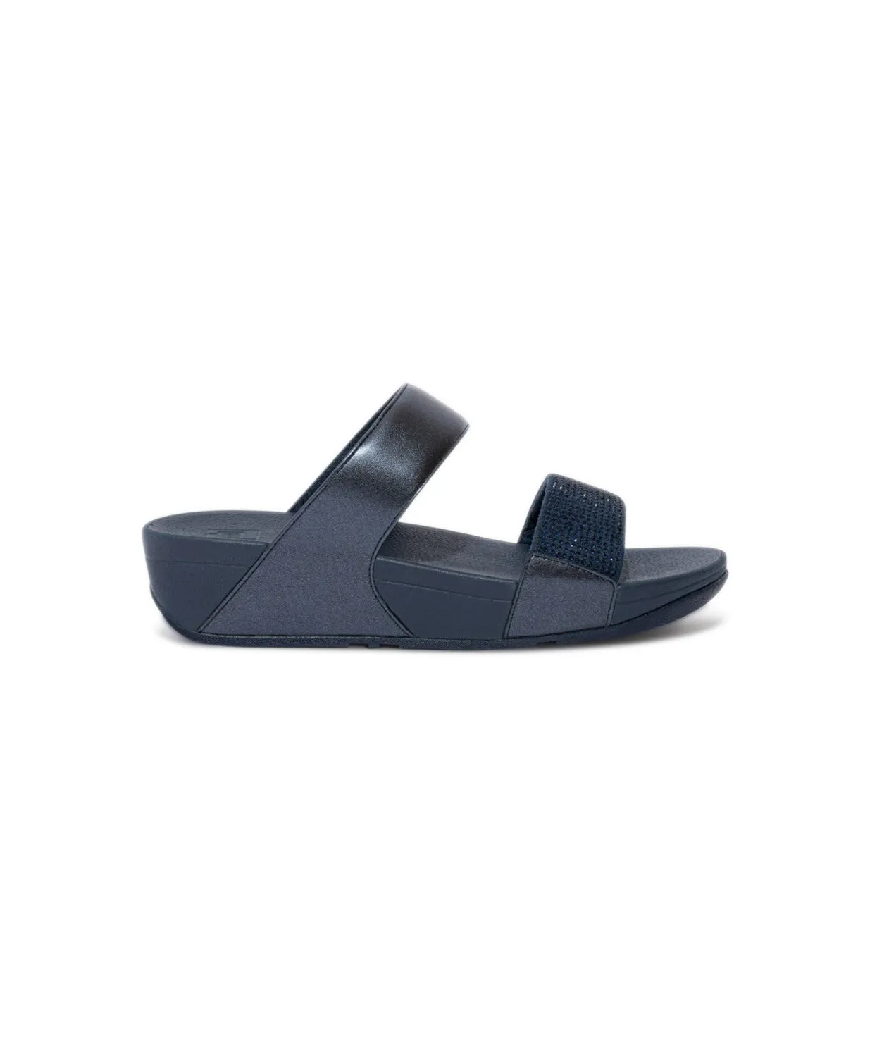 FitFlop Lulu Crystal Embellished Slides Navy