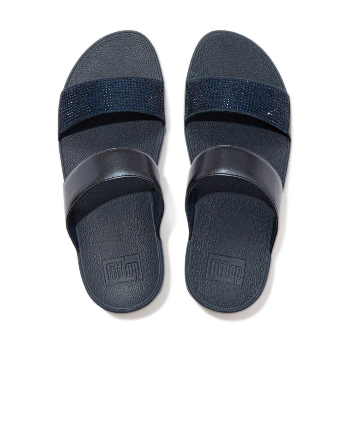 FitFlop Lulu Crystal Embellished Slides Navy