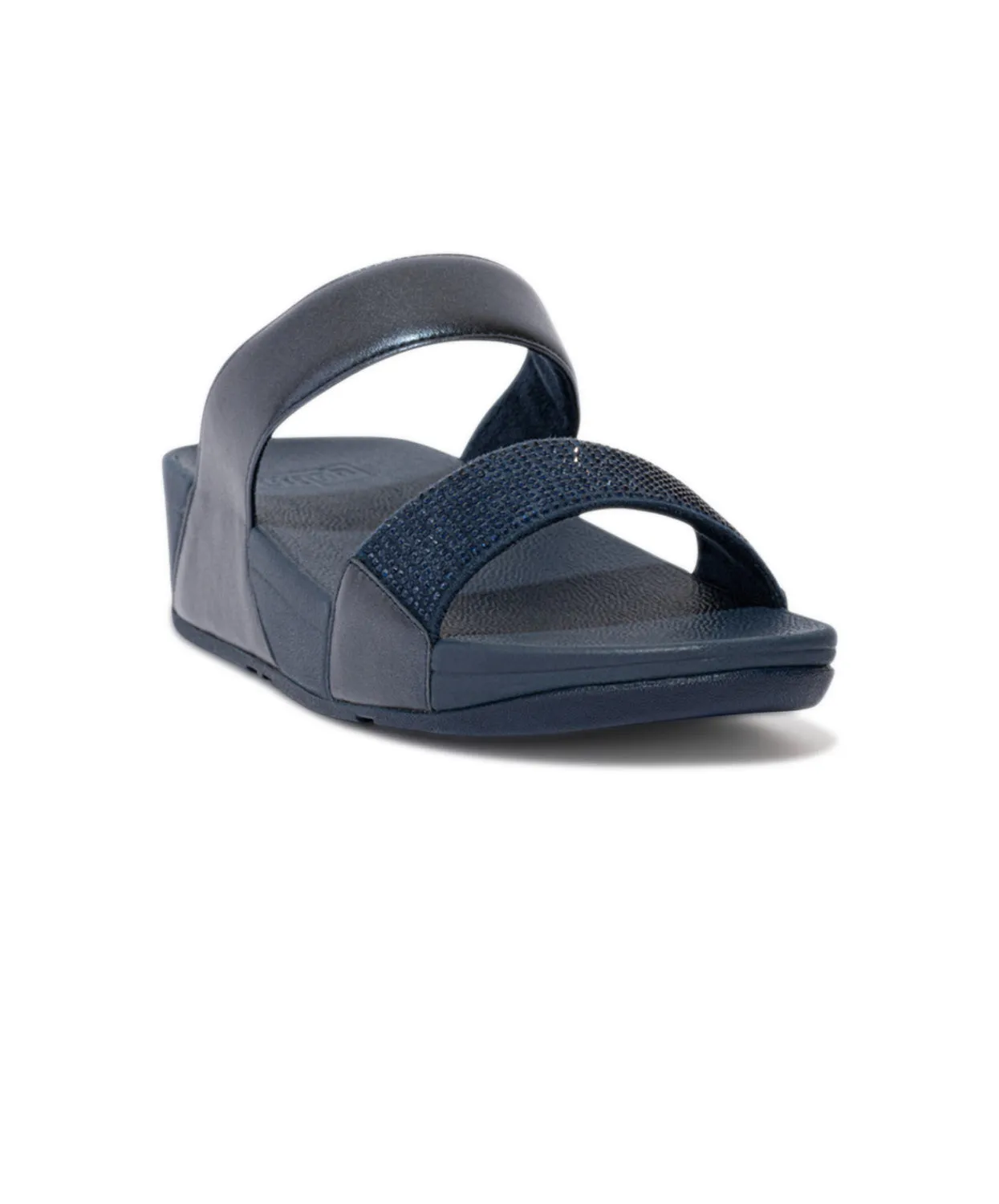 FitFlop Lulu Crystal Embellished Slides Navy