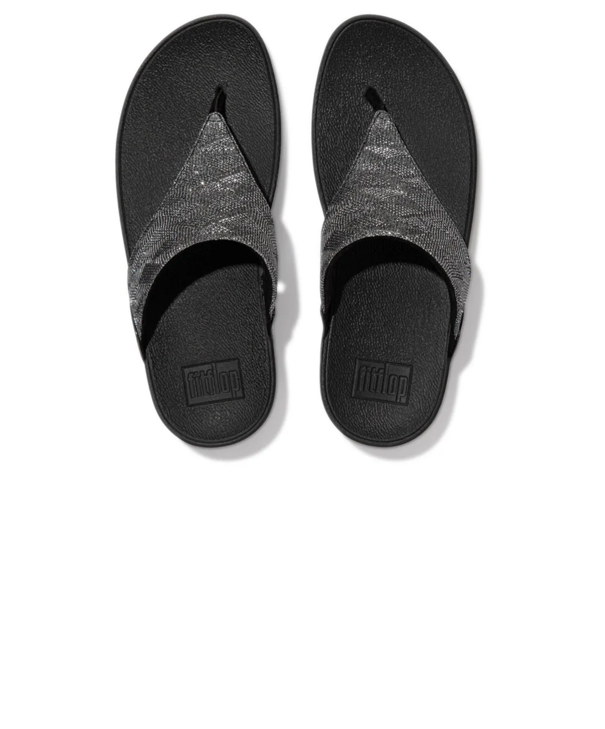 FitFlop Lulu Glitz Toe Post Sandals All Black