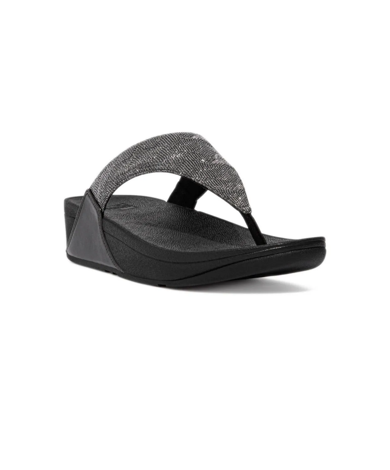 FitFlop Lulu Glitz Toe Post Sandals All Black