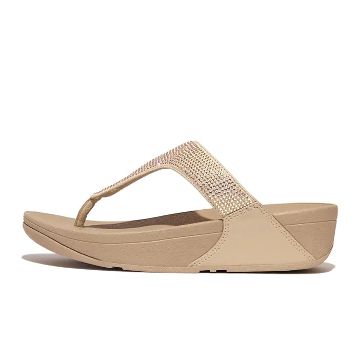 Fitflop Women Lulu Crystal Embellished Toe-Post Sandals |EJ8-A94| Latte Beige