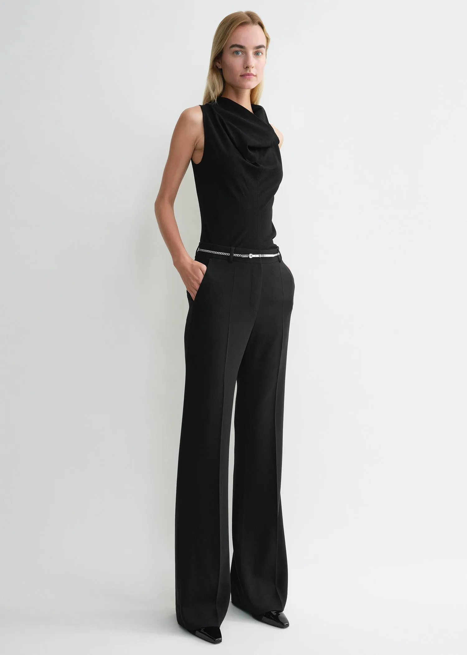 Flared evening trousers black