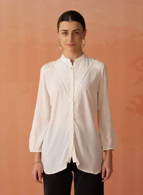 Gauhar Ivory Embroidered Shirt for Women