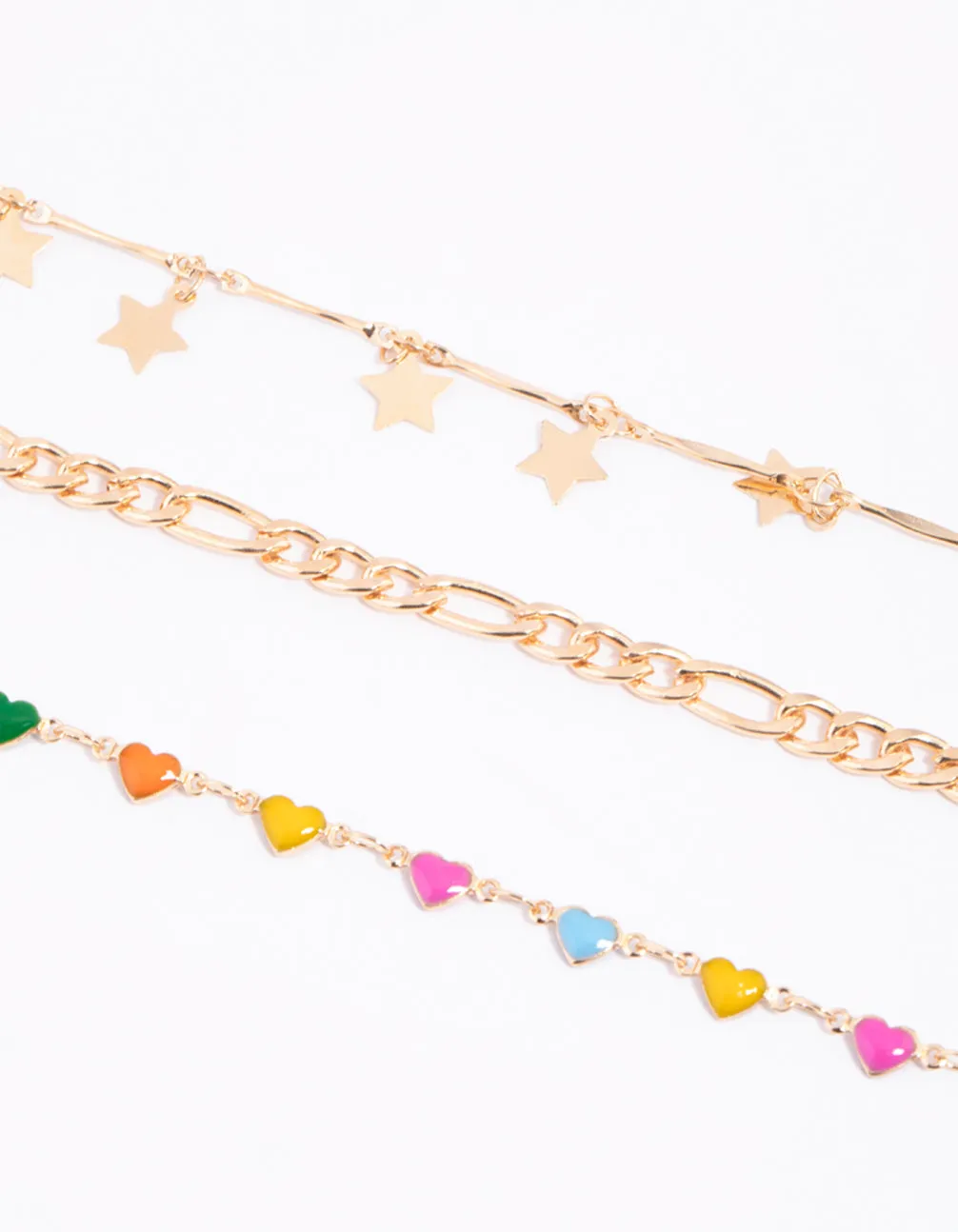 Gold Heart & Star Anklet Pack