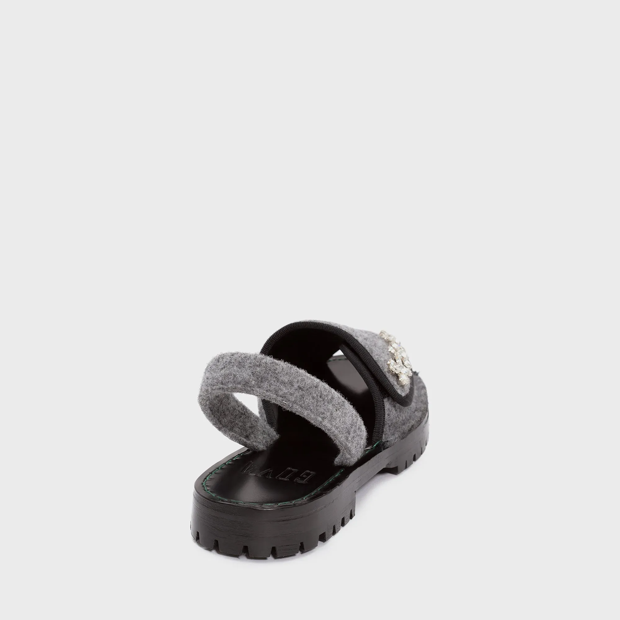 GOYA Velcro Slate Crystal Embellished Felt Sandals