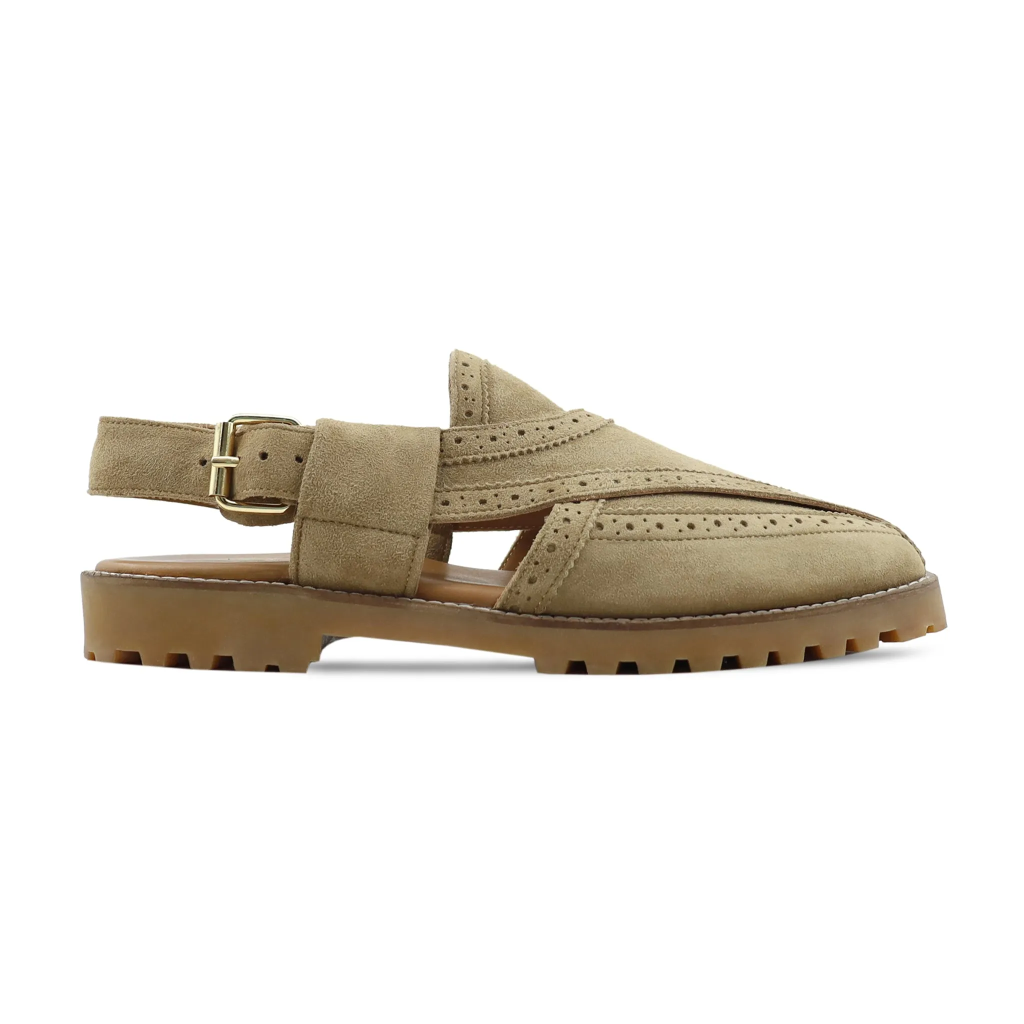 Hanako - Men's Tan Kid Suede Sandal