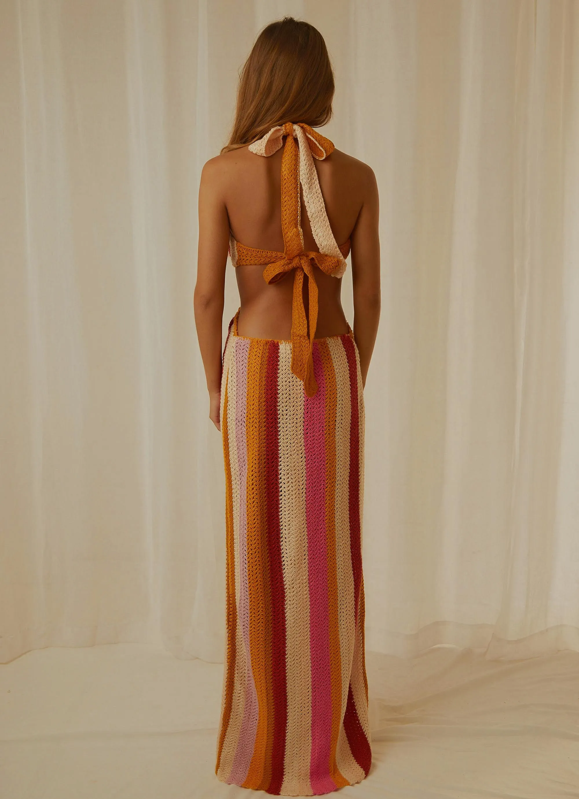 Haven Crochet Maxi Dress - Sunset Stripe